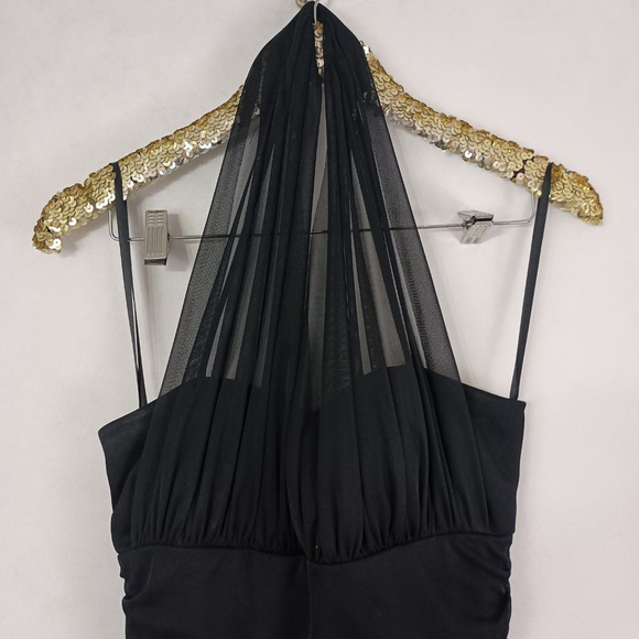 Vintage Y2K 2000s Blondie Nites Juniors Black Halter Prom Dress Ruffles - Picture 3 of 8